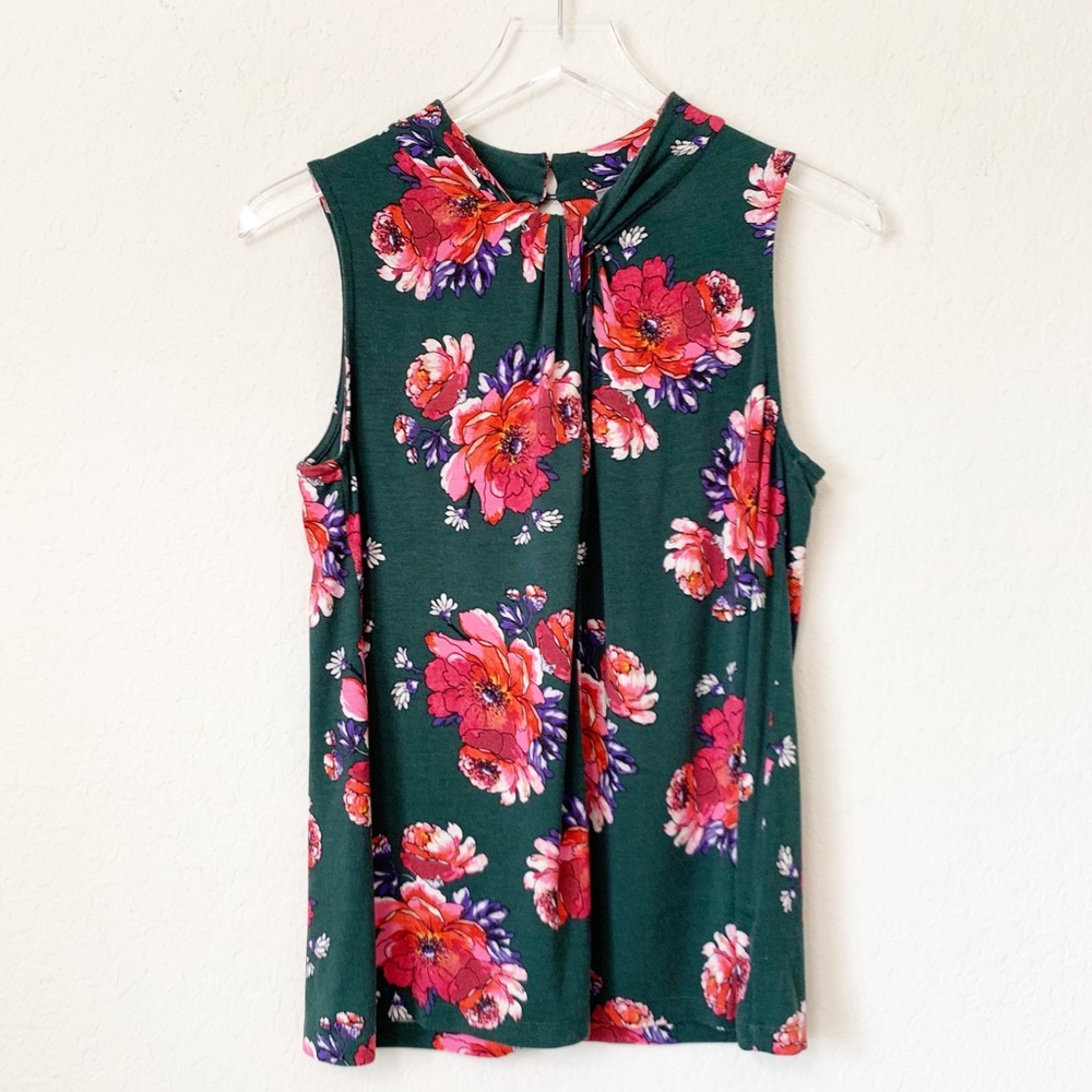 Anthropologie | Twisted High-Neck Floral Tank | XS